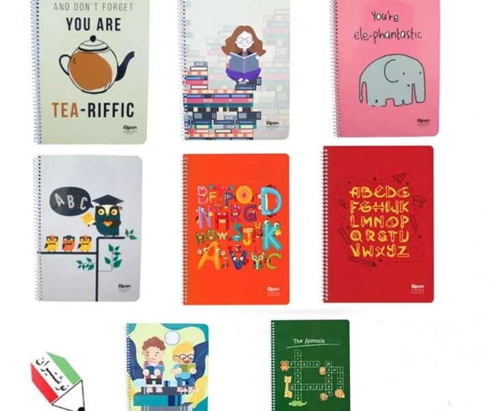 دفتر 60 برگ دو خط فنری جلد گلاسه طرح فانتزی الیپون 63114