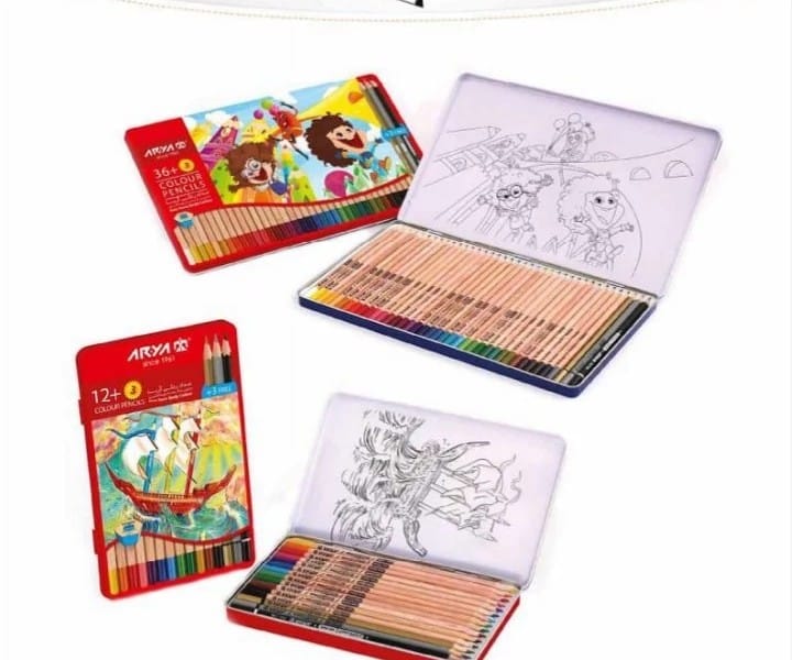 مداد رنگی 12 به علاوه 3 رنگ جعبه فلزی آریا 1326