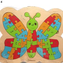 پازل چوبی حروف الفبا و حروف انگلیسی طرح پروانه هیرون