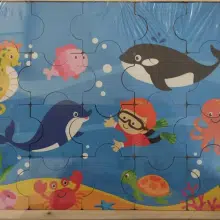 پازل 20 تکه چوبی طرح آبزیان بیس کد 38052