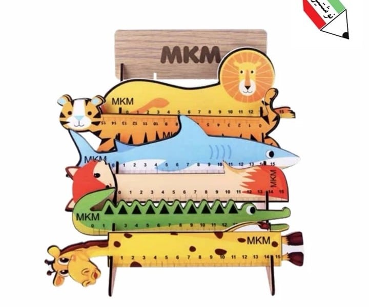 خط کش 15 سانت چوبی طرح حیوانات mkm